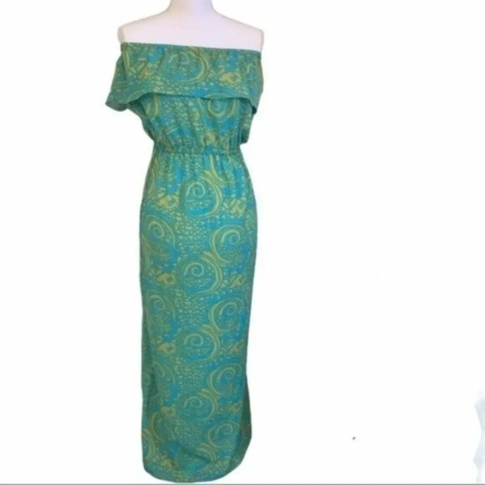 Chelsea and Gunn Aqua and Lime Maxi Dress - Picture 2 of 6
